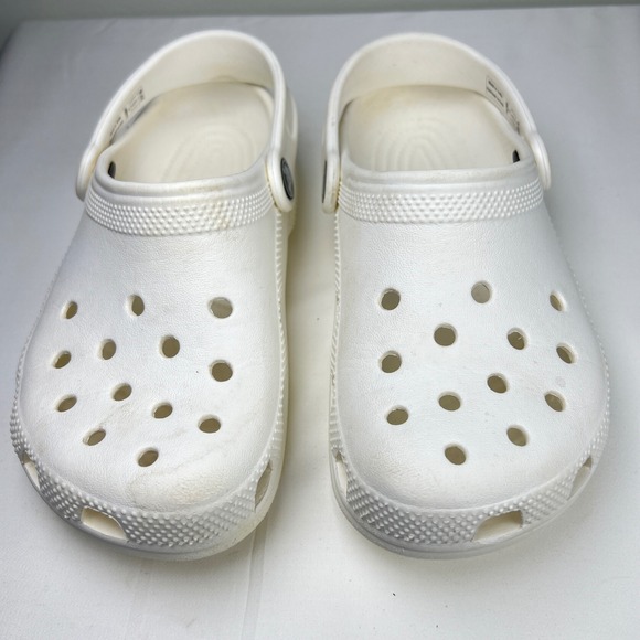 Crocs Kids Classic Clogs White Comfortable Size Junior-1 - Picture 4 of 10